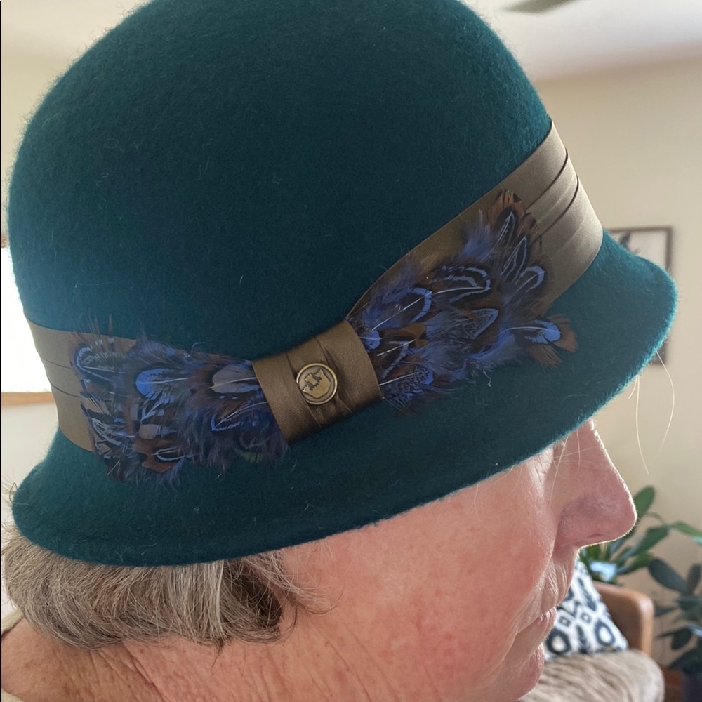 Goorin Bros Teal Cloche Hat with Feather Accent - Picture 8 of 8